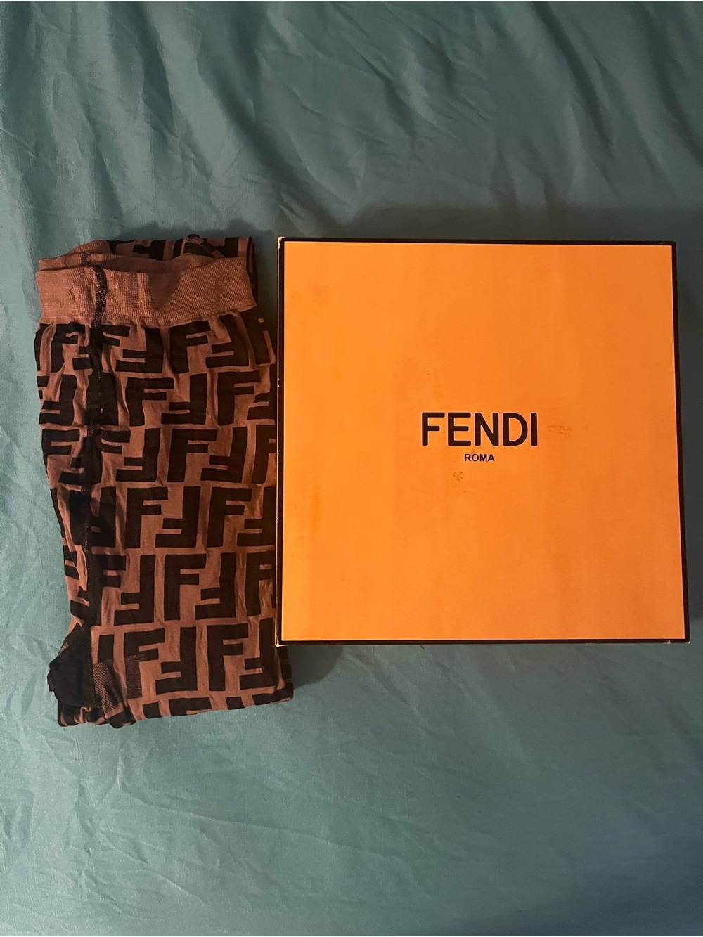 Fendi Brown & Black FF Logo stockings